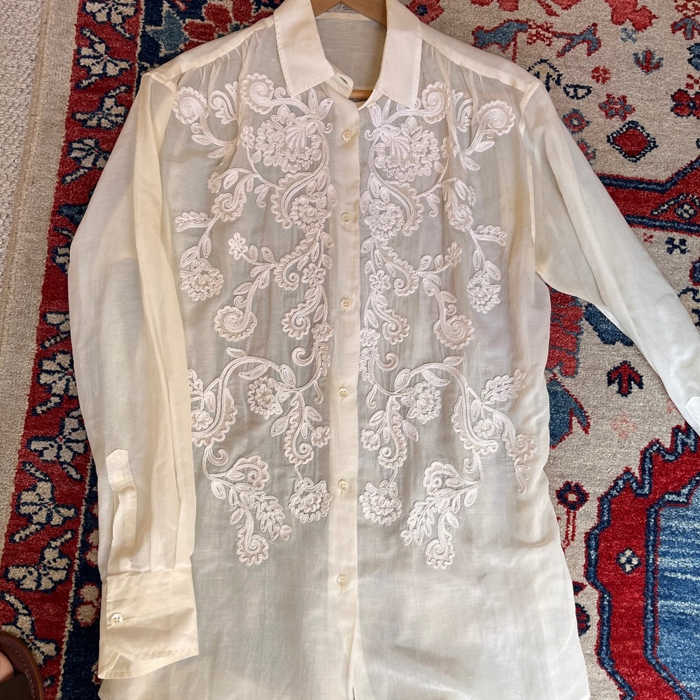 Etro Neumann Marcus Silk and Cotton embroidered blouse